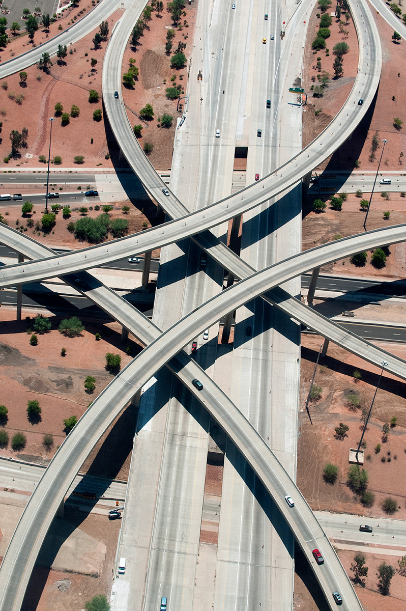 Picture of highways crisscrossing the desert in Phoenix, Arizona, where population growth has put a major strain on resources.