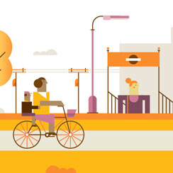 Illustration of a bicycle on smart streets
