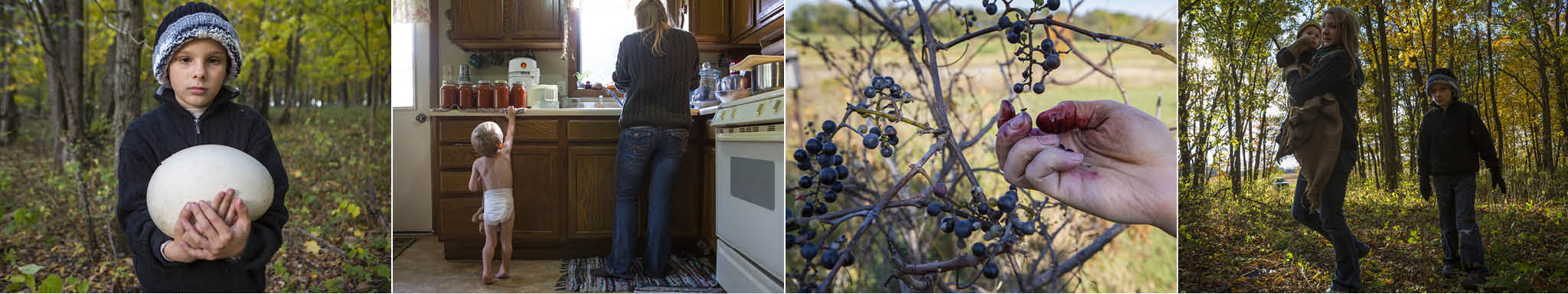 Photos of the Reams family foraging for food
