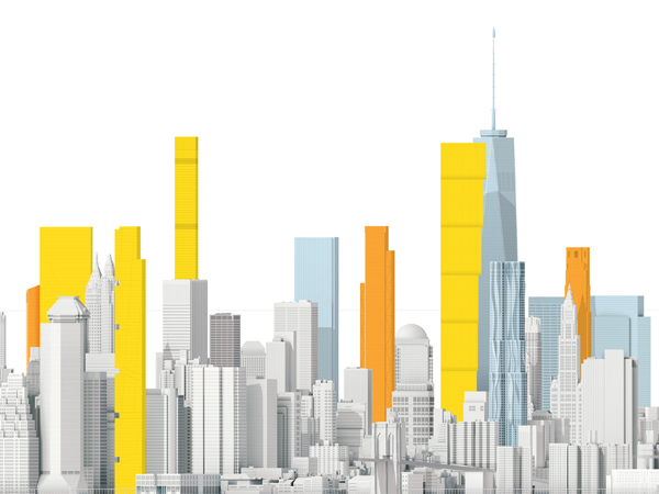 Picture of the 3d rendering of the New York City skyline